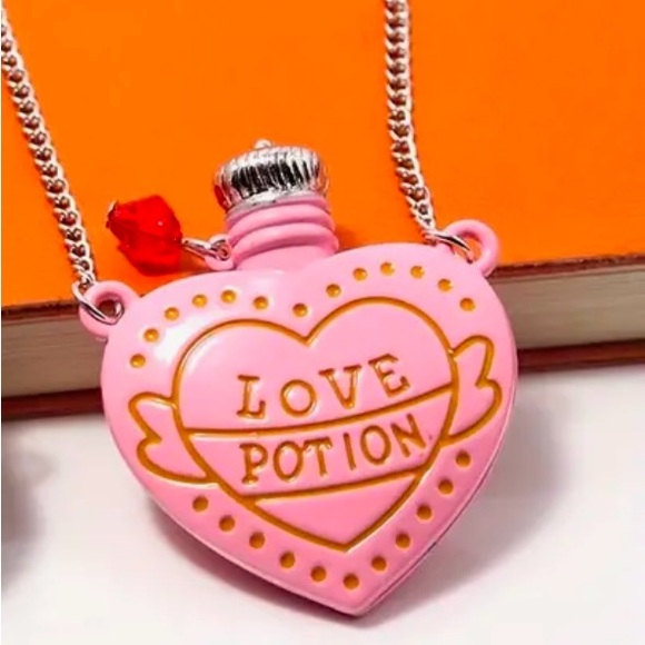 Love Potion Pink Bottle Necklace Heart Romance - Picture 6 of 9
